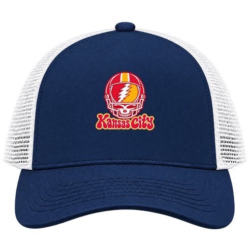 Kansas City Helmet Stealie Premium Unisex Trucker Cap — Kansas City Chiefs — Navy/White