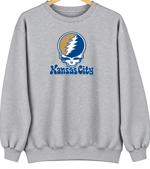 Kansas City Baseball Stealie Grateful Dead Crewneck — Kansas City Royals — Sport Grey