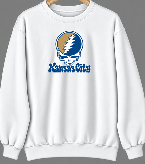 Kansas City Baseball Stealie Grateful Dead Crewneck — Kansas City Royals — White