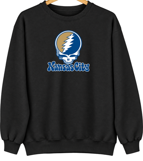 Kansas City Baseball Stealie Grateful Dead Crewneck — Kansas City Royals — Black