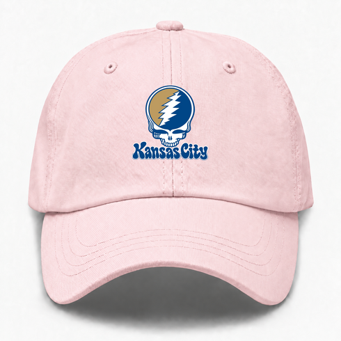 Kansas City Baseball Stealie Grateful Dead Dad Hat — Kansas City Royals — Pink