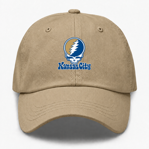 Kansas City Baseball Stealie Grateful Dead Dad Hat — Kansas City Royals — Khaki