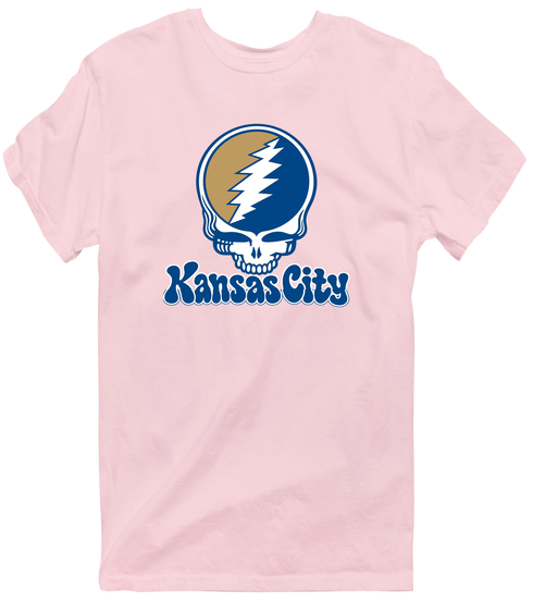 Kansas City Baseball Stealie Grateful Dead T-Shirt — Kansas City Royals — Light Pink