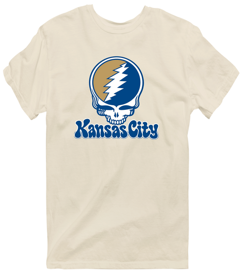 Kansas City Baseball Stealie Grateful Dead T-Shirt — Kansas City Royals — Sand