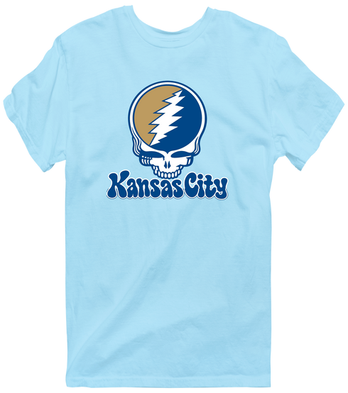 Kansas City Baseball Stealie Grateful Dead T-Shirt — Kansas City Royals — Light Blue