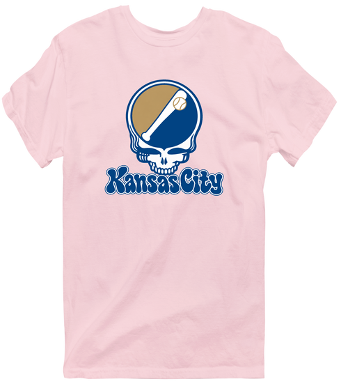 Kansas City Baseball Stealie Grateful Dead T-Shirt — Kansas City Royals — Light Pink