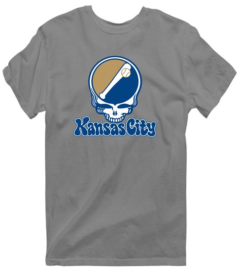 Kansas City Baseball Stealie Grateful Dead T-Shirt — Kansas City Royals — Dark Heather