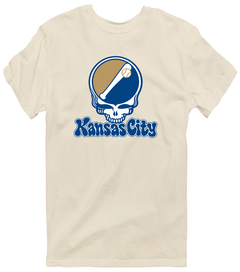 Kansas City Baseball Stealie Grateful Dead T-Shirt — Kansas City Royals — Sand