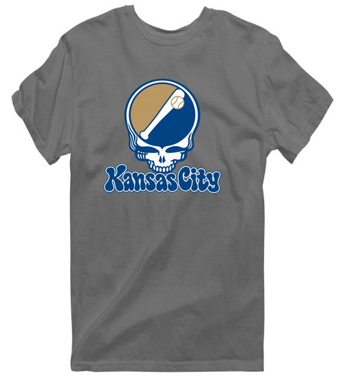 Kansas City Baseball Stealie Grateful Dead T-Shirt — Kansas City Royals — Charcoal