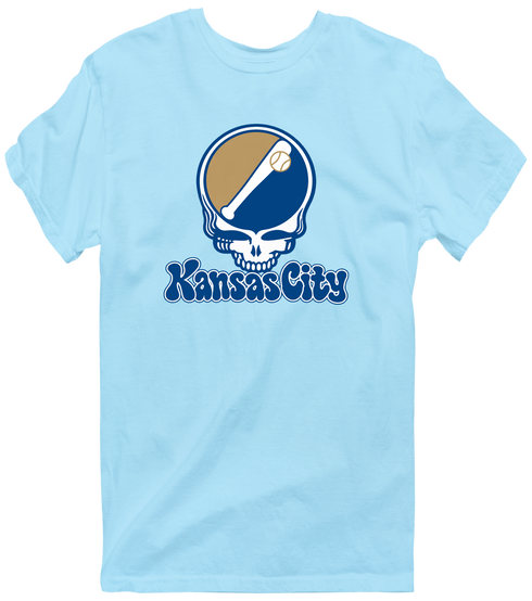 Kansas City Baseball Stealie Grateful Dead T-Shirt — Kansas City Royals — Light Blue