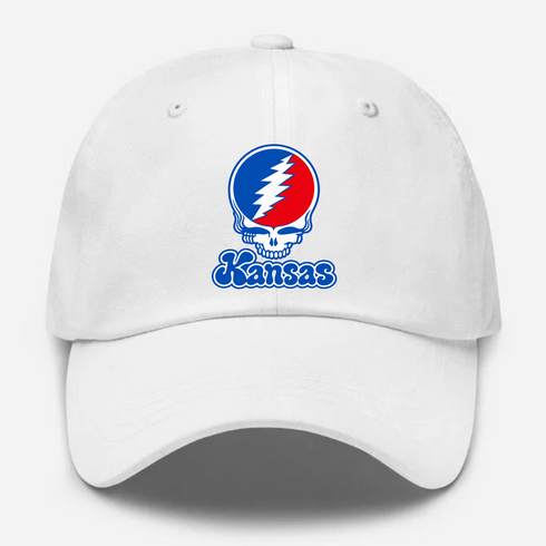 Kansas Stealie Premium Unisex Dad Hat — Design: Kansas University of — White