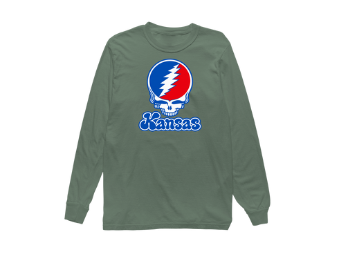 Kansas Stealie Premium Unisex Long-Sleeve — Design: Kansas University of — Light Green