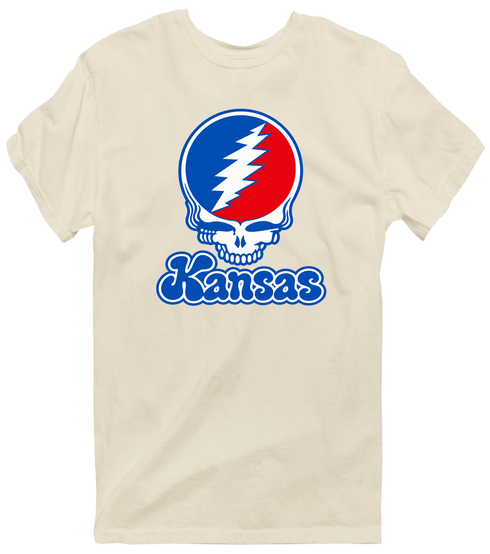Kansas Stealie Premium Unisex T-Shirt — Design: Kansas University of — Sand