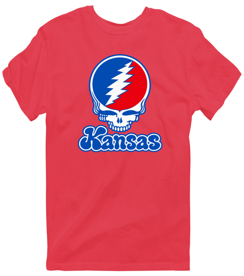 Kansas Stealie Premium Unisex T-Shirt — Design: Kansas University of — Heather Red