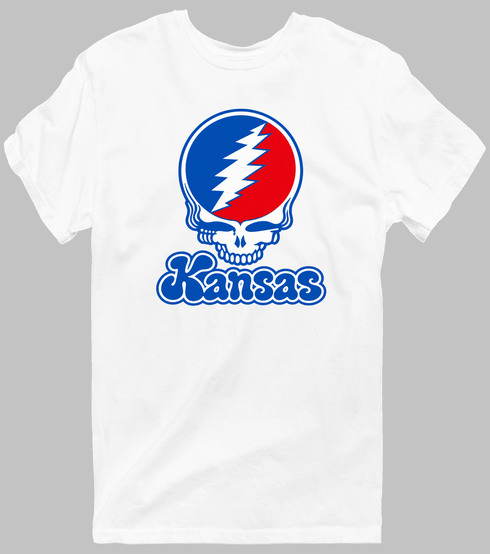Kansas Stealie Premium Unisex T-Shirt — Design: Kansas University of — White