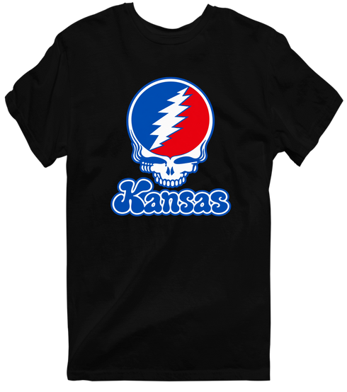 Kansas Stealie Premium Unisex T-Shirt — Design: Kansas University of — Black