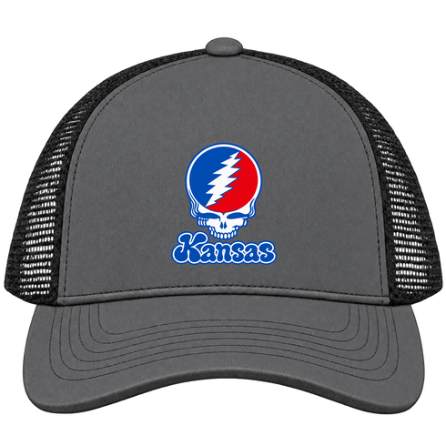 Kansas Stealie Premium Unisex Trucker Cap — Design: Kansas University of — Charcoal/Black