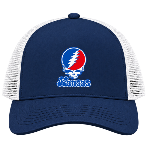 Kansas Stealie Premium Unisex Trucker Cap — Design: Kansas University of — Navy/White
