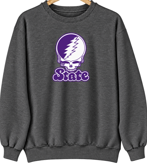 State Stealie Premium Unisex Crewneck — Design: Kansas State University — Dark Heather