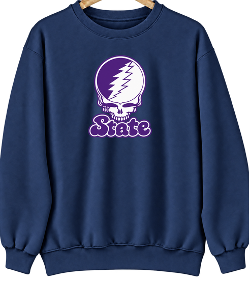 State Stealie Premium Unisex Crewneck — Design: Kansas State University — Navy