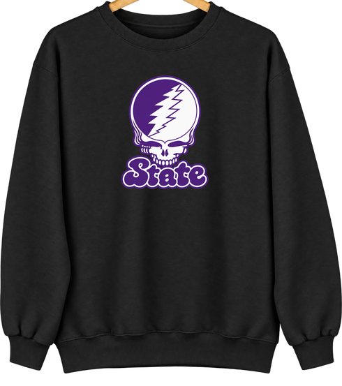 State Stealie Premium Unisex Crewneck — Design: Kansas State University — Black