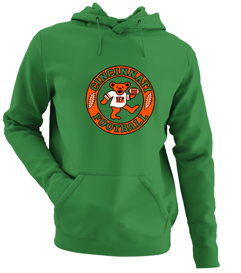 Cincinnati Football Dancing Bear - Premium Grateful Dead Hoodie - Irish Green
