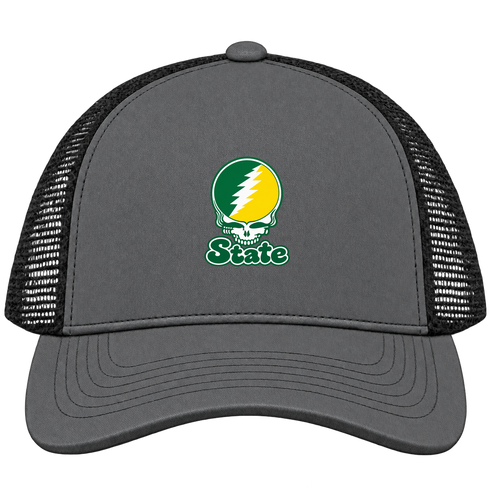 Kentucky Stealie Premium Unisex Trucker Cap — Design: Kentucky State University — Charcoal/Black