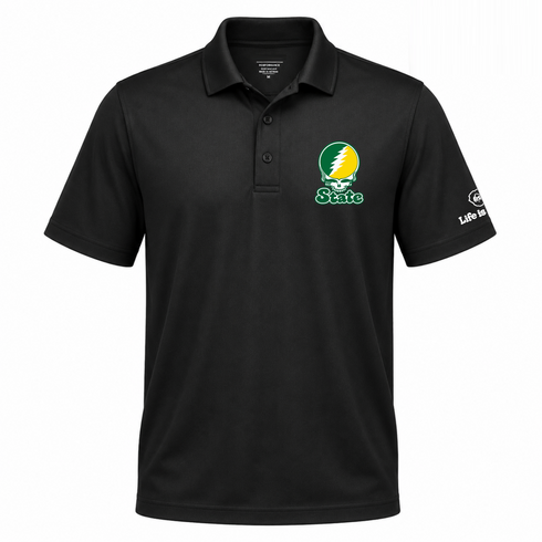 Kentucky Stealie Premium Unisex Polo — Design: Kentucky State University — Black