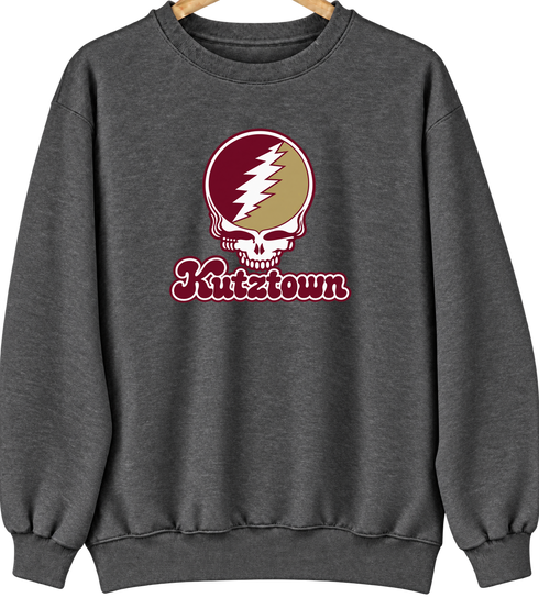 Kutztown Stealie Premium Unisex Crewneck — Design: Kutztown University (PASSHE) — Dark Heather