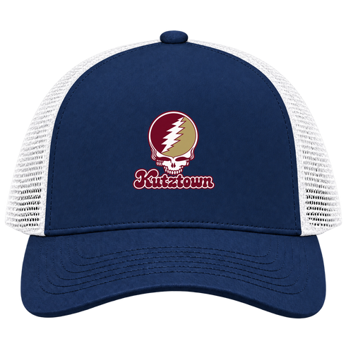 Kutztown Stealie Premium Unisex Trucker Cap — Design: Kutztown University (PASSHE) — Navy/White