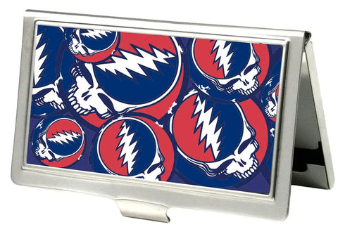 Grateful Dead - Business Card Holder - SMALL - Steal Your Face Stacked FCG Red White Blue - StealieShop