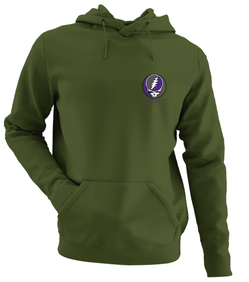 Northwestern University - Premium Grateful Dead Left Chest Hoodie - Military Green