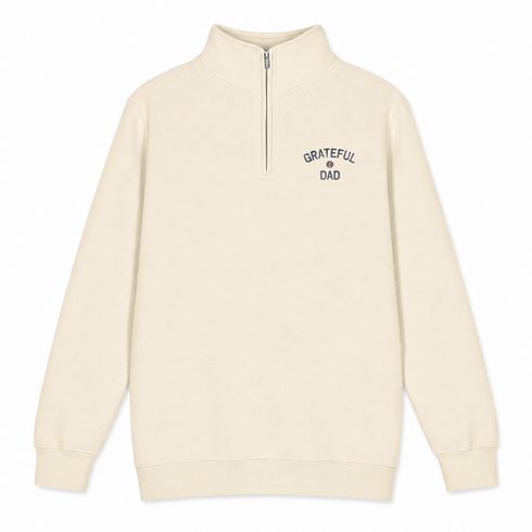 Grateful Dad Distressed - - Life is dead.® - Premium Grateful Dead Quarter-Zip Pullover - Sand - 1