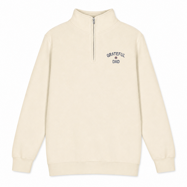 Grateful Dad Distressed - - Life is dead.® - Premium Grateful Dead Quarter-Zip Pullover - Sand - 1