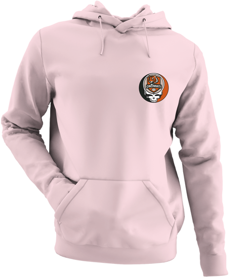 Cincinnati Football - Premium Grateful Dead Left Chest Hoodie - Light Pink - 4