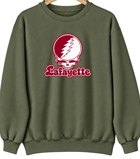 Lafayette Stealie Premium Unisex Crewneck — Design: Lafayette College — Military Green