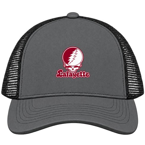 Lafayette Stealie Premium Unisex Trucker Cap — Design: Lafayette College — Charcoal/Black