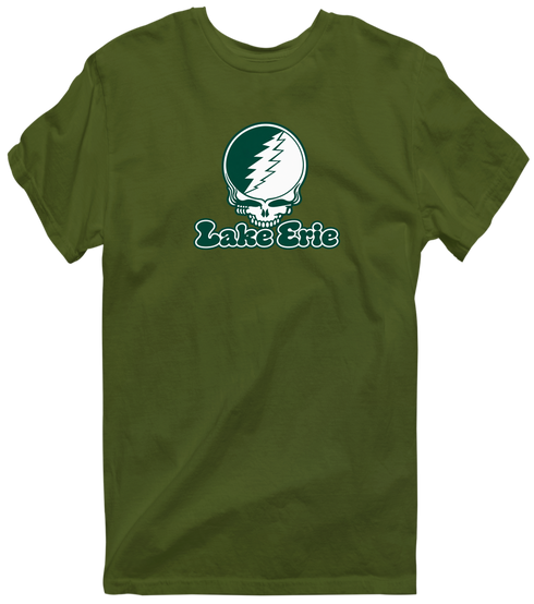 Lake Erie Stealie Premium Unisex T-Shirt — Design: Lake Erie College — Military Green