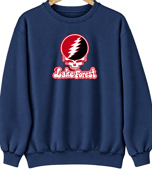 Lake Forest Stealie Premium Unisex Crewneck — Design: Lake Forest College — Navy