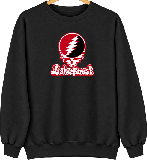 Lake Forest Stealie Premium Unisex Crewneck — Design: Lake Forest College — Black