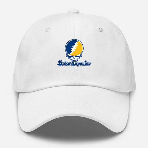 Lake Superior Stealie Premium Unisex Dad Hat — Design: Lake Superior State University — White
