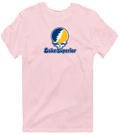 Lake Superior Stealie Premium Unisex T-Shirt — Design: Lake Superior State University — Light Pink