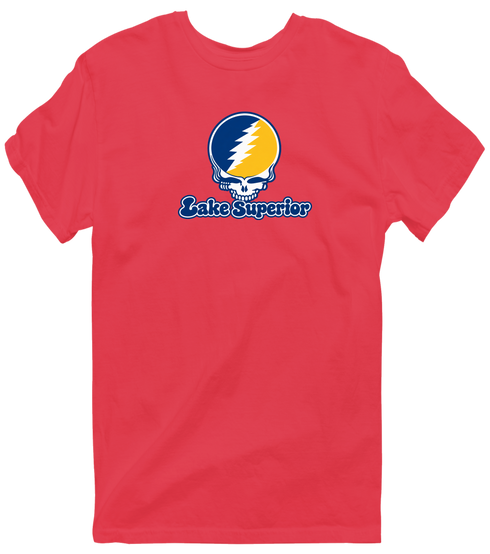 Lake Superior Stealie Premium Unisex T-Shirt — Design: Lake Superior State University — Heather Red
