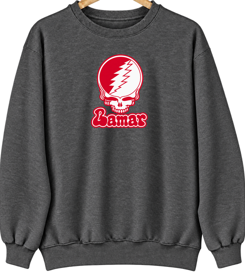 Lamar Stealie Premium Unisex Crewneck — Design: Lamar University — Dark Heather