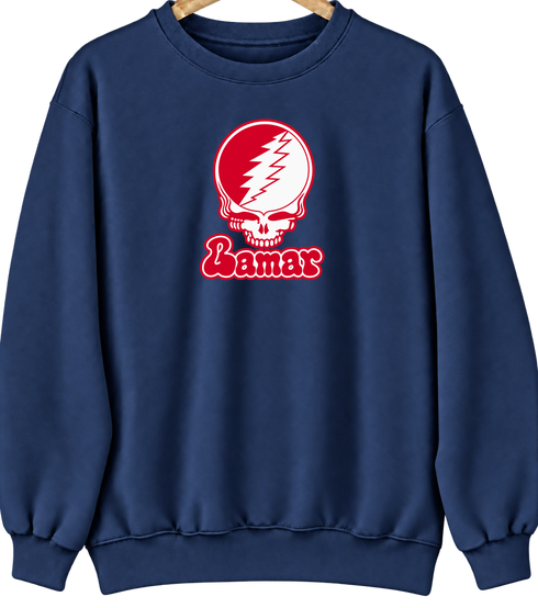 Lamar Stealie Premium Unisex Crewneck — Design: Lamar University — Navy
