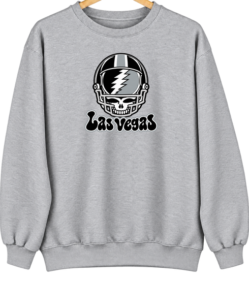 Las Vegas Helmet Stealie Premium Unisex Crewneck — Las Vegas Raiders — Sport Grey