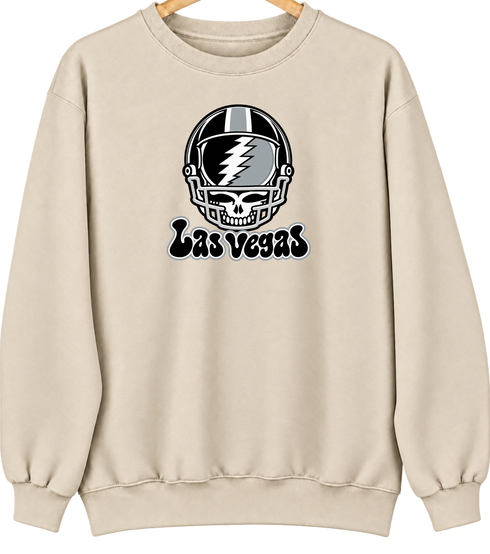 Las Vegas Helmet Stealie Premium Unisex Crewneck — Las Vegas Raiders — Sand