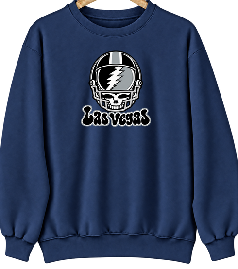 Las Vegas Helmet Stealie Premium Unisex Crewneck — Las Vegas Raiders — Navy