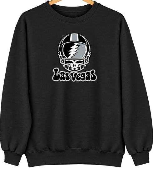 Las Vegas Helmet Stealie Premium Unisex Crewneck — Las Vegas Raiders — Black