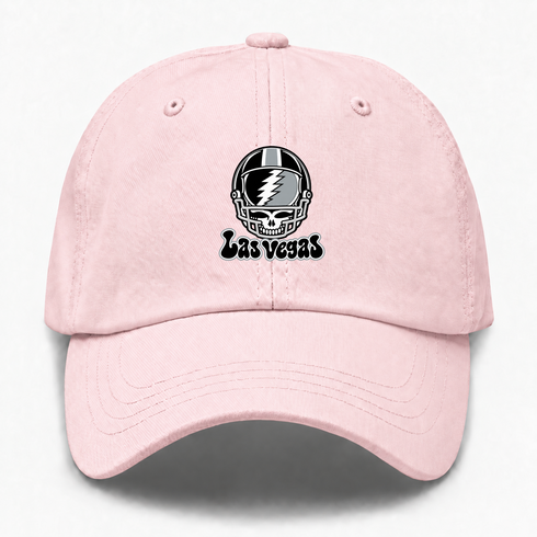 Las Vegas Helmet Stealie Premium Unisex Dad Hat — Las Vegas Raiders — Pink